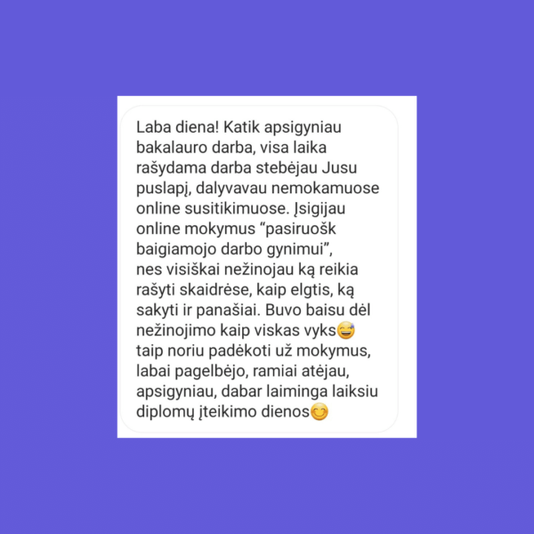 Online mokymai ,,Pasiruošk baigiamojo darbo gynimui" - Image 5